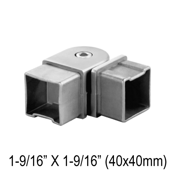 [E40ADJ90] Coude pour main courante carrée de 40 mm - Réglable à 90°