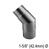 [E42.4F135] Coude pour main courante ronde de 42,4 mm - Fixe à 135° - Acier inoxydable brossé