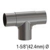 [E42.4T180] Coude pour main courante ronde de 42,4 mm - Forme en T 180° - Acier inoxydable brossé