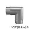 [E42.4MT90] Coude pour main courante ronde de 42,4 mm - Coupe à onglet à 90° - Acier inoxydable brossé