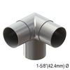 [E42.4T90] Coude pour main courante ronde de 42,4 mm - Forme en T à 90° - Acier inoxydable brossé