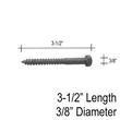 Hex Lag Bolt - 3/8" X 3-1/2" (For Posts - Wooden Installation)