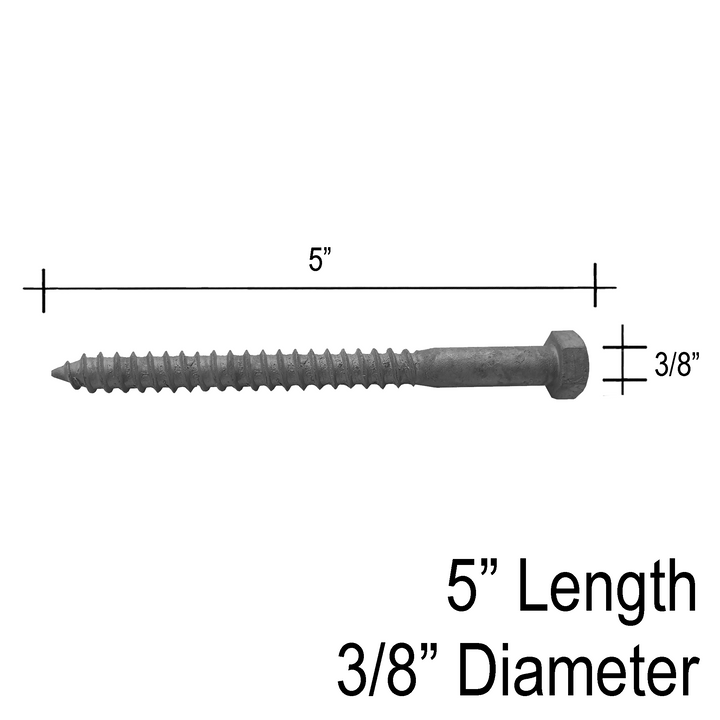 [LAGBOLT-3/8X5] Tire-fond hexagonal - 3/8" verre x 5" (installation bois) - Pour sabot et ergots