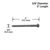 [LAGBOLT-3/8X5] Tire-fond hexagonal - 3/8" verre x 5" (installation bois) - Pour sabot et ergots - X1