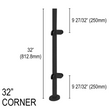 Architectural Railing Post - 32" Base Height - Corner - SS316 - Round (BS, MB) (Engineer Stamped)