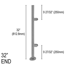 [RPRO32E] Round Pro Railing Post - 32