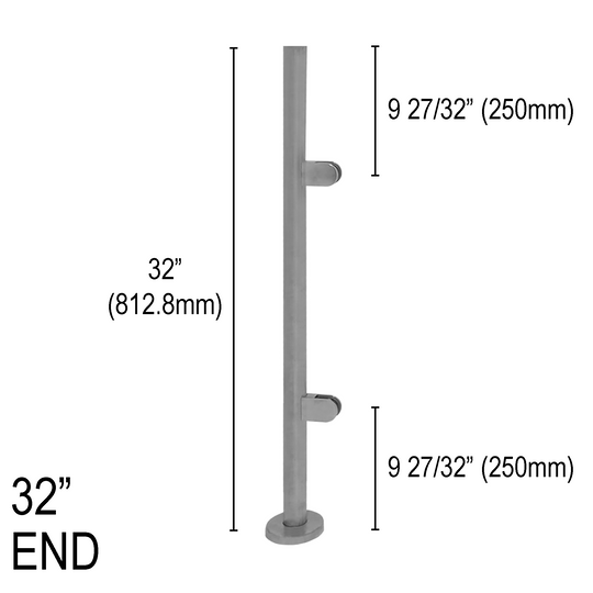 [RPRO32E] Railing Post - Round - 32" Base Height - End