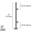 [SPRO32E] Square Pro Railing Post - 32" Base Height - End (BS, MBL) (Engineer Stamped)
