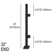 [SPRO32E] Square Pro Railing Post - 32" Base Height - End (BS, MBL) (Engineer Stamped)