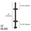 [RPRO32I] Round Pro Railing Post - 32" Base Height - Inline (BS, MBL) (Engineer Stamped)
