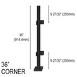 [SPRO36C] Square Pro Railing Post - 36" Base Height - Corner (BS, MBL) (Engineer Stamped)