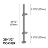 [RPRO38C] Poteau de rambarde - Rond - Hauteur de base 38 po - Angle - Acier inoxydable brossé