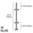 [RPRO38I] Round Pro Railing Post - 38" Base Height - Inline (BS, MBL) (Engineer Stamped)
