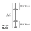 [RPRO38I] Poteau de garde-corps - Rond - Hauteur de base 38 po - En ligne - Acier inoxydable brossé