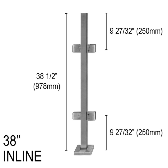 [SPRO38I] Railing Post - Square - 38" Base Height - Inline