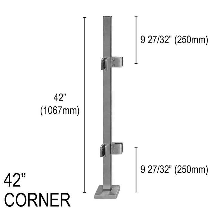 [SPRO42C] Railing Post - Square - 42" Base Height - Corner