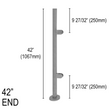[RPRO42E] Round Pro Railing Post - 42" Base Height - End (BS, MBL) (Engineer Stamped)