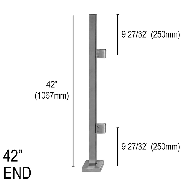 [SPRO42E] Square Pro Railing Post - 42" Base Height - End (BS, MBL) (Engineer Stamped)