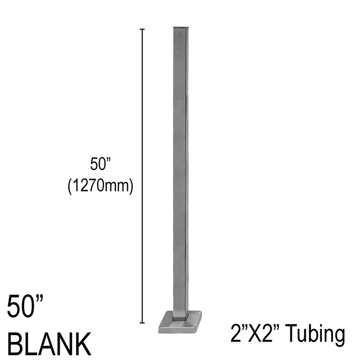 [SPRO50B] Railing Post - Square - 50" Base Height - Blank