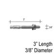 Wedge Anchor - 3/8" X 3" (For Posts - Concrete Installation)