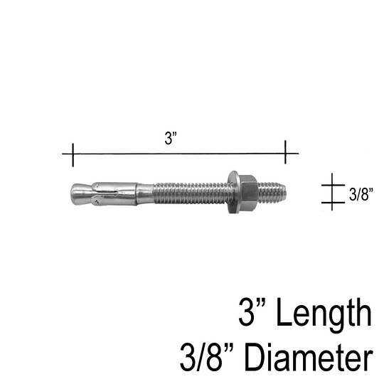 [WEDGEANCHOR-3/8X3] Screws & Bolts - 3/8" X 3" (For Posts - Concrete Installation)