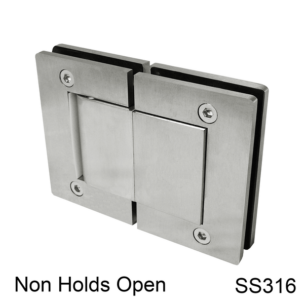 Hulk Hydraulic Hinge - 180° Glass to Glass - NHO - Box of 2 - SS316 (BS, PS, MBL)