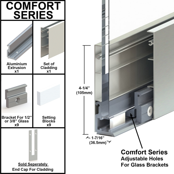 [MECUADJ10LRG] Commercial U-Channel - Adjustable - 4-1/4" Cladding - 120" Length