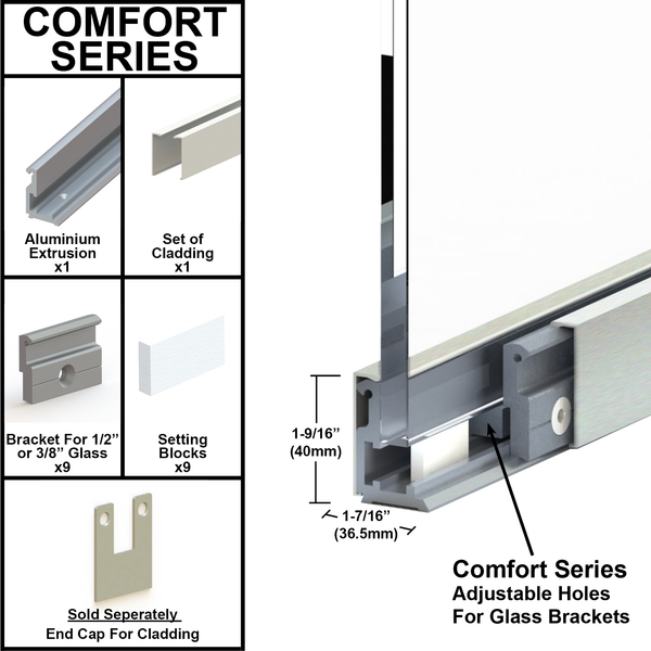 [MECUADJ] Canal en U mécanique - Ajustable - Revêtement 1-9/16" - Longueur 120" (BS, MBL, SA)