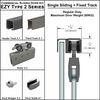 [EZY2SDP] Kit de porte coulissante commerciale - EZY2 - Rail coulissant simple + panneau fixe (118") - Acier inoxydable brossé